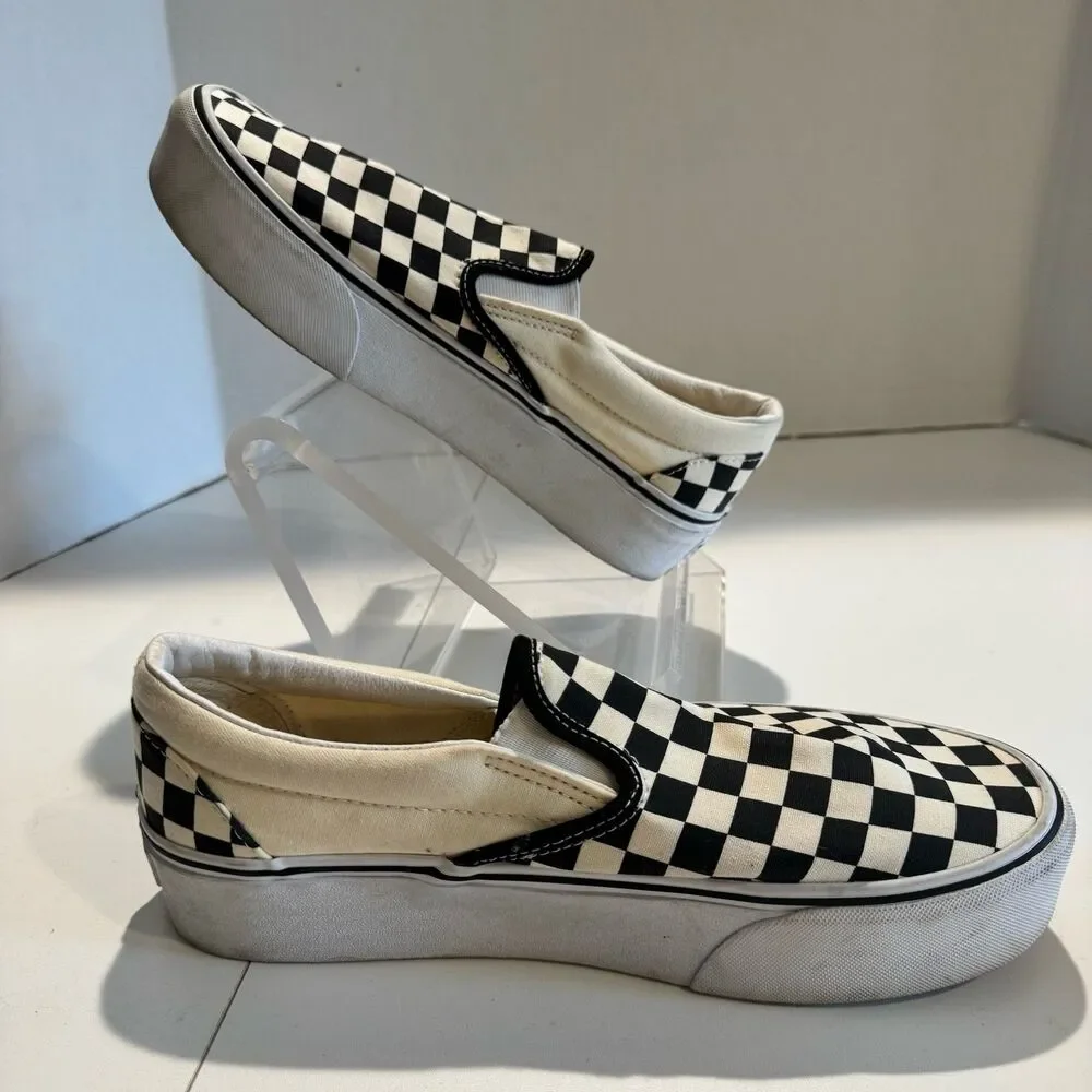 Vans Classic Slip-On Stackform Checkerboard Platform Shoes Women's10.5